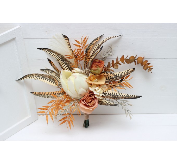 Boho Protea Bouquet in Rust & Ivory | Faux Bridal & Bridesmaid Bouquets