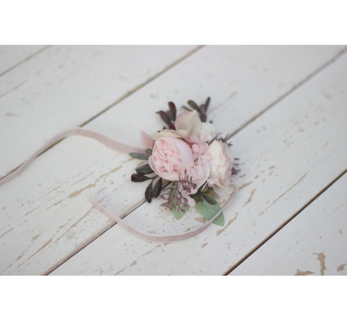 Wedding Boutonnieres & Wrist Corsage in Blush Pink & Beige | Faux Flower Accessories