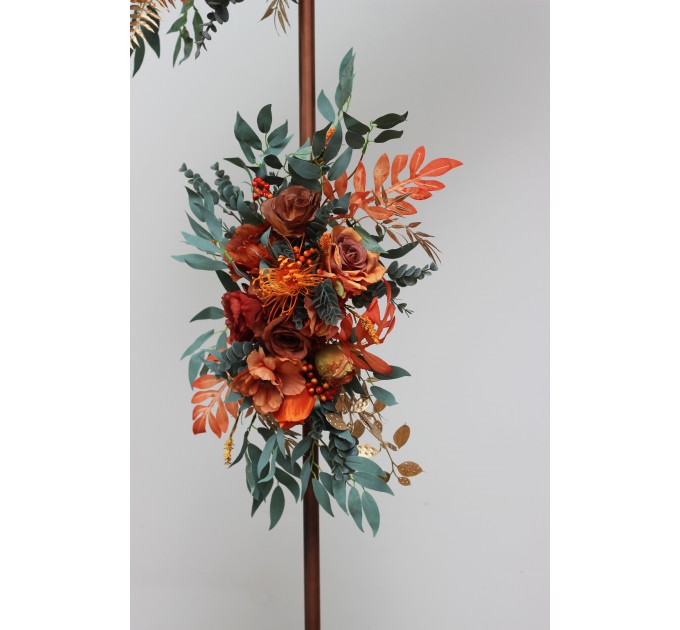 Flower Arch Arrangement in Rust, Terracotta & Burnt Orange | Faux Floral Archway for Wedding