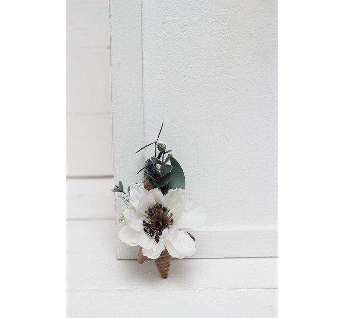 Wedding Boutonnieres & Wrist Corsage in White | Faux Flower Accessories