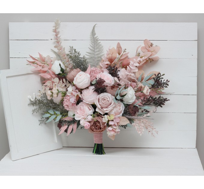 Wedding Bouquets in Beige & Blush Pink | Faux Bridal & Bridesmaid Bouquets