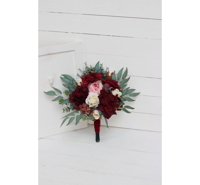Wedding Bouquets in Burgundy, Blush Pink, Ivory & White | Faux Bridal & Bridesmaid Bouquets