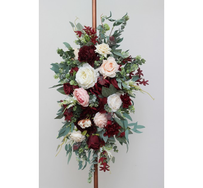 Flower Arch Arrangement in Burgundy, Pink & Ivory | Faux Floral Archway for Wedding