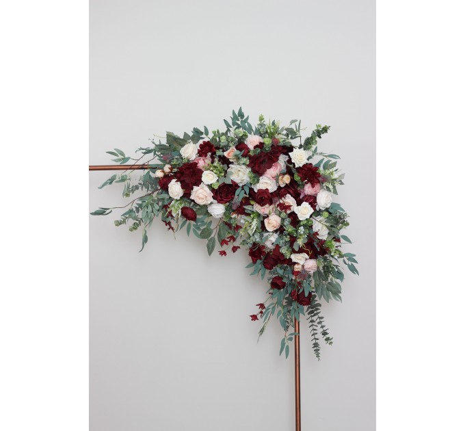 Flower Arch Arrangement in Burgundy, Pink & Ivory | Faux Floral Archway for Wedding