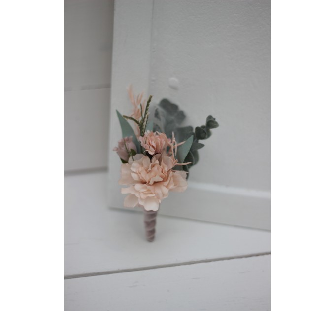 Wedding Boutonnieres & Wrist Corsage in Beige & Blush Pink | Faux Flower Accessories