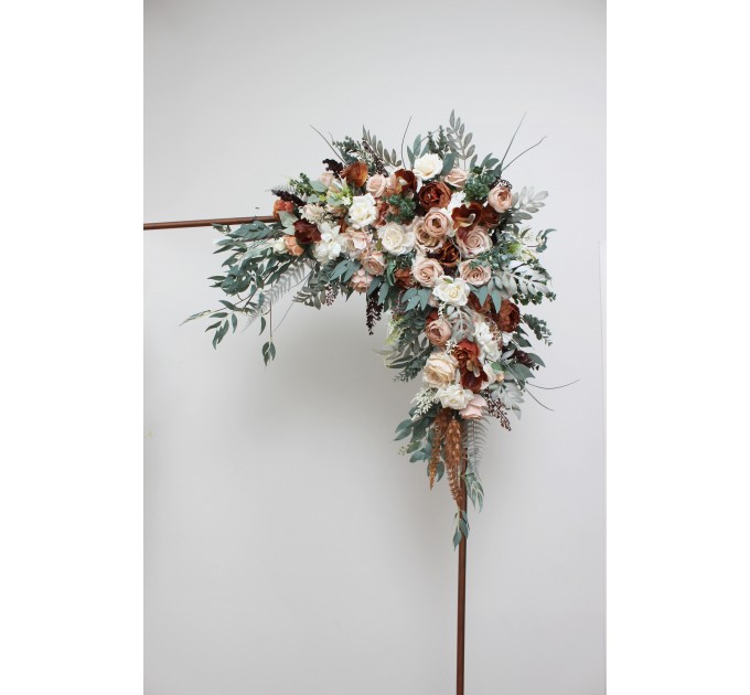 Flower Arch Arrangement in Beige, Terracotta, White & Blush Pink | Faux Floral Archway for Wedding