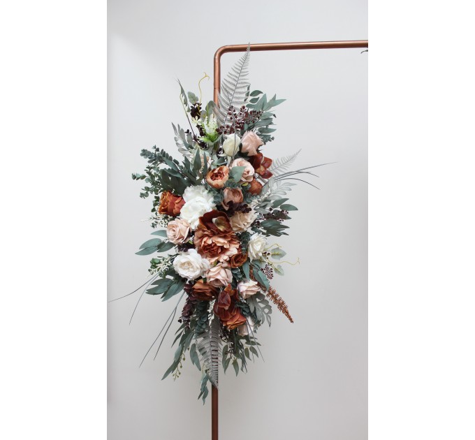 Flower Arch Arrangement in Beige, Terracotta, White & Blush Pink | Faux Floral Archway for Wedding