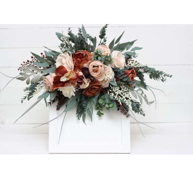 Flower Arch Arrangement in Beige, Terracotta, White & Blush Pink | Faux Floral Archway for Wedding