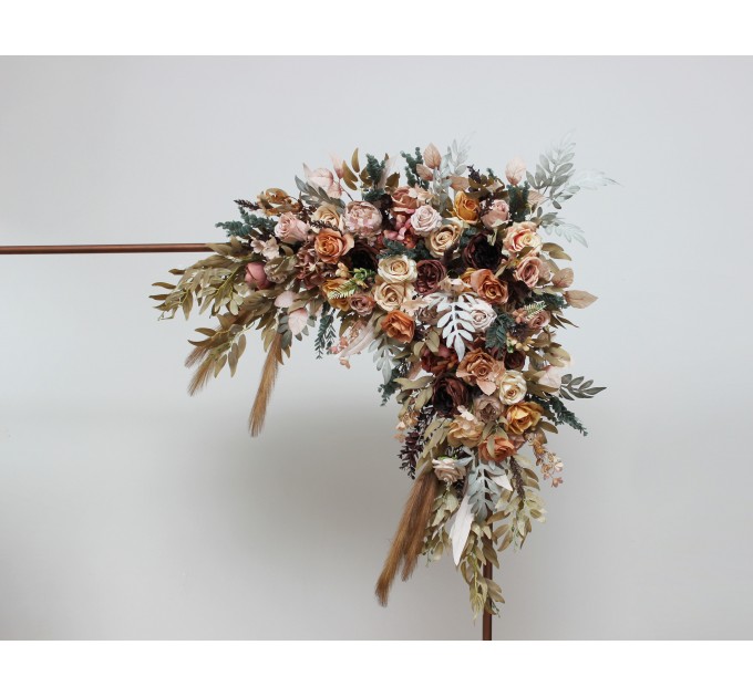 Flower Arch Arrangement in Cinnamon, Ivory & Pale Orange | Faux Floral Archway for Wedding