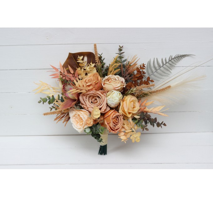 Wedding Bouquets in Orange, Yellow & Terracotta | Faux Bridal & Bridesmaid Bouquets