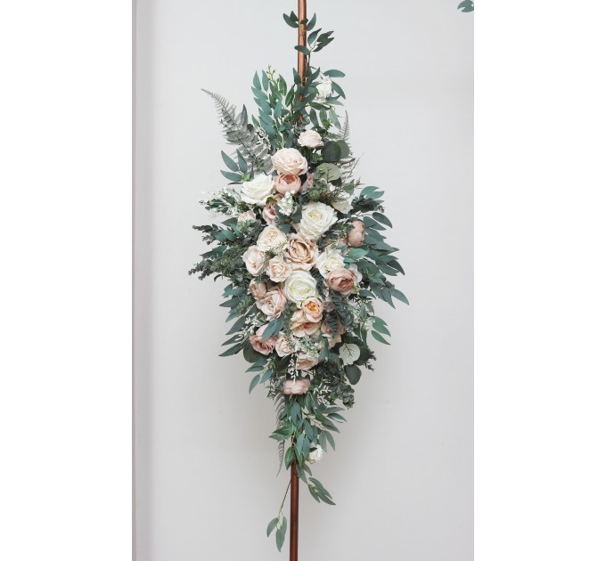 Flower Arch Arrangement in Beige, White & Blush Pink | Faux Floral Archway for Wedding