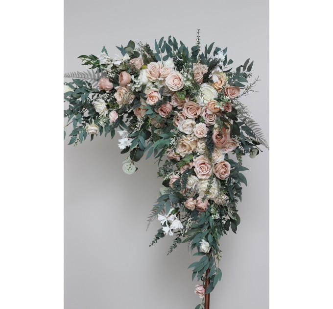 Flower Arch Arrangement in Beige, White & Blush Pink | Faux Floral Archway for Wedding