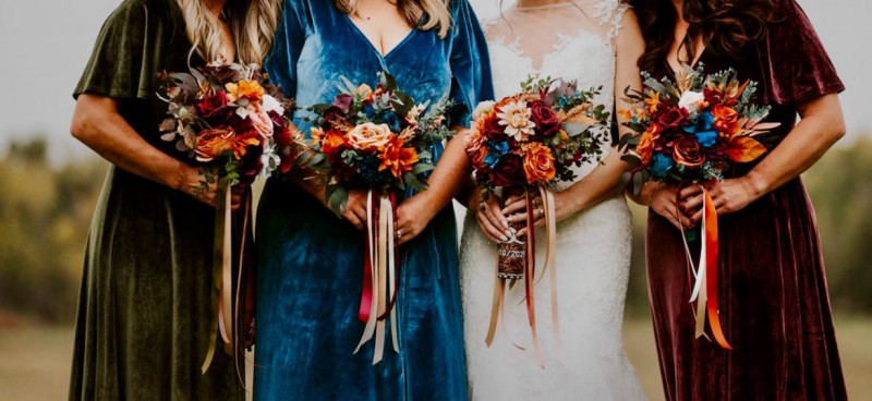 Click on the photo for details Fall wedding bouquets in burnt orange, rust, navy blue and burgundy 1229-368.42961757526