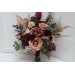 Bouquets in burgundy dusty rose peach color theme. Bridal bouquet. Faux bouquet. Bridesmaid bouquet. 0501