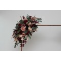 Burgundy Red & Dusty Rose Wedding Arch Flowers | Fall Wedding Pergola Arrangement