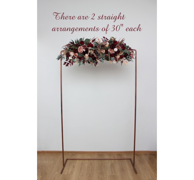 Burgundy Red & Dusty Rose Wedding Arch Flowers | Fall Wedding Pergola Arrangement
