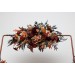 Flower arch arrangement in burgundy burnt orange rust peach colors. Arbor flowers. Floral archway. Faux flowers for wedding. 0502