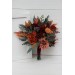Wedding bouquets in rust burgundy cinnamon orange color theme. Bridal bouquet.Cascading bouquet. Faux bouquet. Bridesmaid bouquet 0033