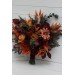 Wedding bouquets in rust burgundy cinnamon orange color theme. Bridal bouquet.Cascading bouquet. Faux bouquet. Bridesmaid bouquet 0033