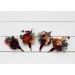 Wedding Boutonnieres & Wrist Corsage in Burgundy, Burnt Orange, Rust & Peach | Faux Flower Accessories