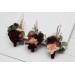 Wedding Boutonnieres & Wrist Corsage in Burgundy, Dusty Rose & Peach | Faux Flower Accessories