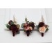 Wedding boutonnieres and wrist corsage  in  burgundy dusty rose peach color theme. Flower accessories. 0501