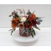 Burgundy rust ivory cinnamon centerpiece. Table decor. Flowers in box. 0039