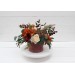 Burgundy rust ivory cinnamon centerpiece. Table decor. Flowers in box. 0039