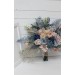 Beige Dahlia & Dusty Navy Blue Wedding Bouquets | Faux Bridal & Bridesmaid Bouquets