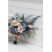 Beige Dahlia & Dusty Navy Blue Wedding Bouquets | Faux Bridal & Bridesmaid Bouquets