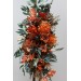  Flower arch arrangement in rust terracotta burnt orange colors.  Arbor flowers. Floral archway. Faux flowers for wedding arch. 0505