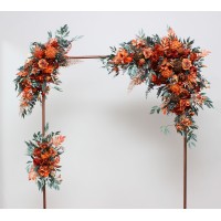  Flower arch arrangement in rust terracotta burnt orange colors.  Arbor flowers. Floral archway. Faux flowers for wedding arch. 0505
