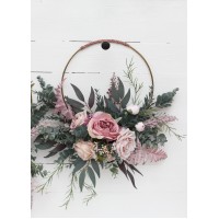 Flower hoop mauve blush pink colors. Alternative bridesmaid bouquet. 0503