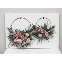 Flower hoop mauve blush pink colors. Alternative bridesmaid bouquet. 0503
