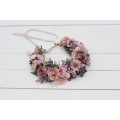 Mauve blush pink flower crown. Hair wreath. Flower girl crown. Wedding flowers. 0503
