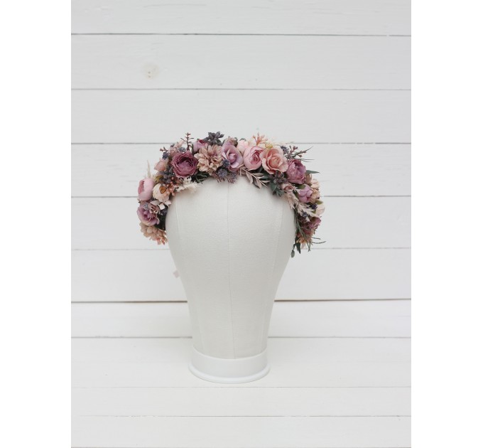 Mauve blush pink flower crown. Hair wreath. Flower girl crown. Wedding flowers. 0503