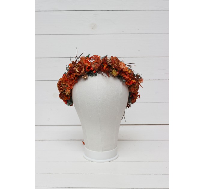Rust terracotta burnt orange flower crown. Hair wreath. Flower girl crown. Wedding flowers. 0505
