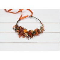Terracotta rust orange flower crown. Hair wreath. 5331