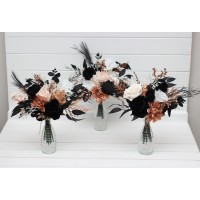 Mini bouquets for vases in dusty rose black cinnamon white colors. 5203