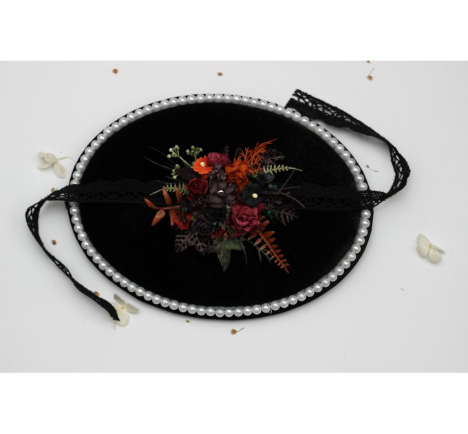 Burgundy, Rust, Purple & Black Wrist Corsage – Moody Faux Floral Bracelet