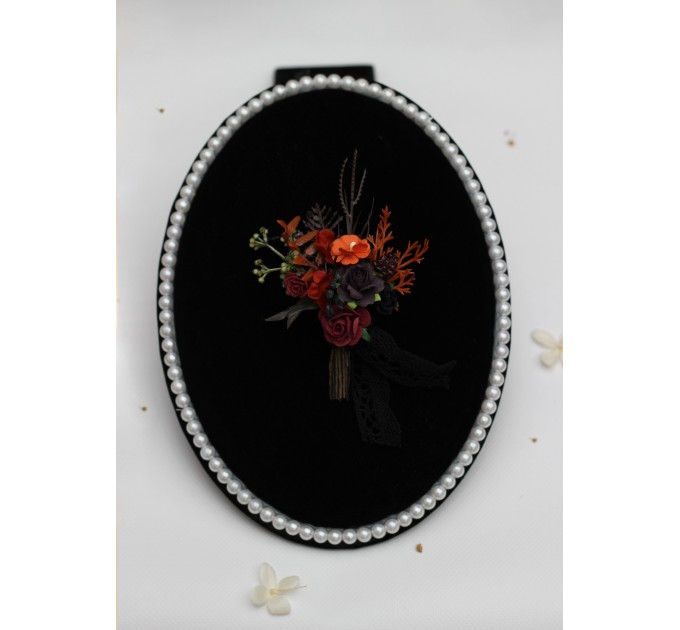 Burgundy, Rust, Purple & Black Wedding Boutonnieres – Moody Faux Floral Accessories