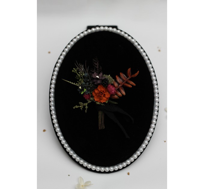 Burgundy, Rust, Purple & Black Wedding Boutonnieres – Moody Faux Floral Accessories