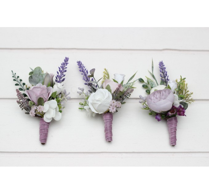 Lavender, White & Lilac Wedding Boutonnieres