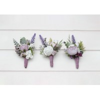  Lavender white lilac wedding boutonnieres. 5292