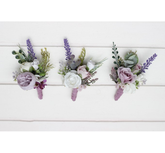 Lavender, White & Lilac Wedding Boutonnieres