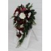 Winter Cascading Bouquet with Burgundy, Ivory Flowers and Pine