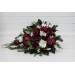 Winter Cascading Bouquet with Burgundy, Ivory Flowers and Pine