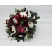 Winter Cascading Bouquet with Burgundy, Ivory Flowers and Pine