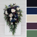 Plum, Ivory & Navy Blue Cascading Bridal and Bridesmaid Bouquets