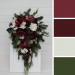 Winter Cascading Bouquet with Burgundy, Ivory Flowers and Pine